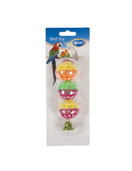 Jucarie Pentru Pasari, Mingi Cu Clopotel, Plastic, 15 cm, L10037