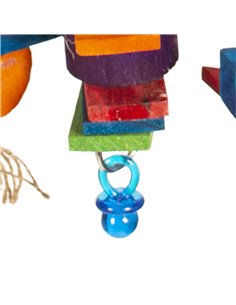Jucarie Pentru Pasari, Colorata Cu Cuburi De Lemn, 66x42cm, L11576 2