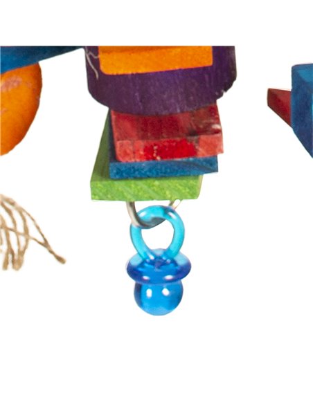 Jucarie Pentru Pasari, Colorata Cu Cuburi De Lemn, 66x42cm, L11576