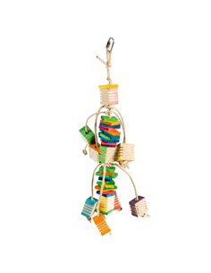 Jucarie Pentru Pasari, Pandativ Din Lemn Si Hartie, Multicolor,15x15x53cm, L14891