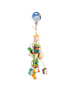 Jucarie Pentru Pasari, Pandativ Din Lemn Si Hartie, Multicolor,15x15x53cm, L14891 2
