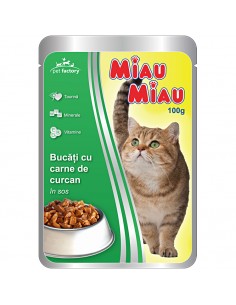 Plic Miau Miau cu Carne de Curcan in Sos, 24X100 g