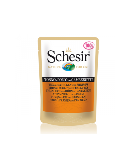 Schesir Cat Plic 100 g, cu Pui si Creveti