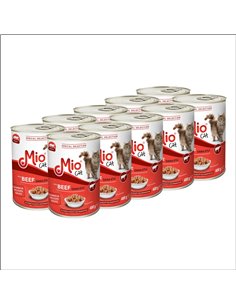 Pachet 10 Conserve pentru pisici, Mio Cat 400 g, Hrana umeda Premium, 
Completa, Hrana pisici Adulte, cu bucati de carne de vite