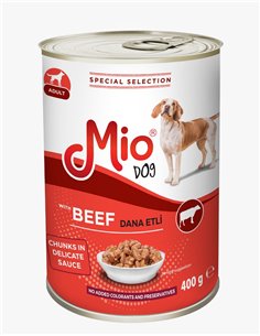 Conserva caini Mio Dog 400 g, Hrana umeda pentru caini Adulti, Premium, 
Completa, cu bucati de carne de vitel, in sos delicios 