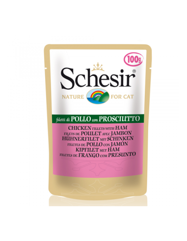 Schesir Cat Plic 100 g, cu Pui si Sunca