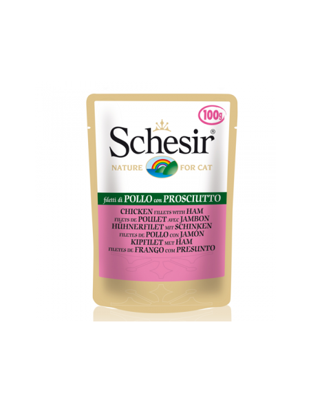 Schesir Cat Plic 100 g, cu Pui si Sunca