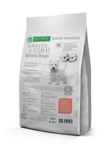 Natures Protection Superior Care White Dogs Adult cu Somon, rase mici 2 x 1.5 Kg