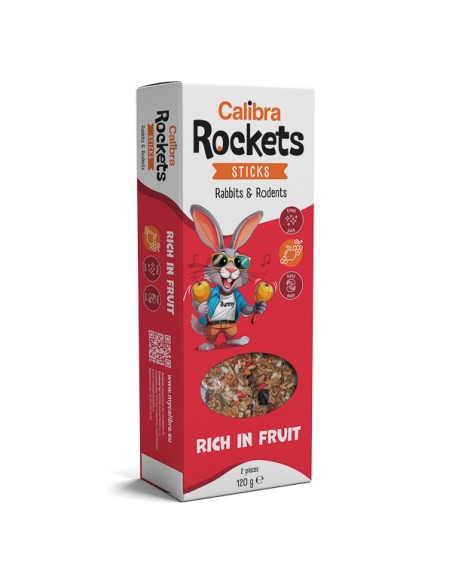 Batoane Iepuri, Calibra Rockets Sticks Rabbits & Rodents Fruits 120 g