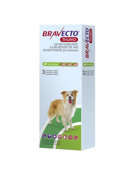 Bravecto TriUno 200 mg (10-20 kg) 1 tbl
