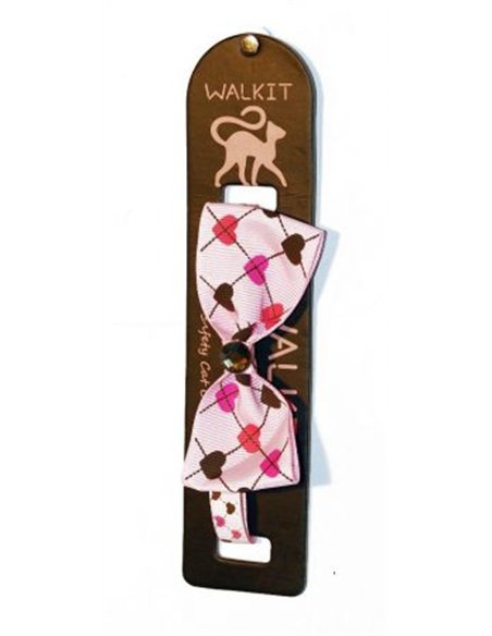 Walkit zgarda pisica Bow Tie 1.0 x 32 cm roz