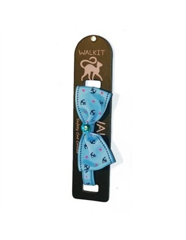 Walkit zgarda pisica Bow Tie 1.0 x 32 cm albastru