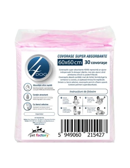 4 Dog Covorase Absorbante 60X60 Maxi Pachet Economic 30buc