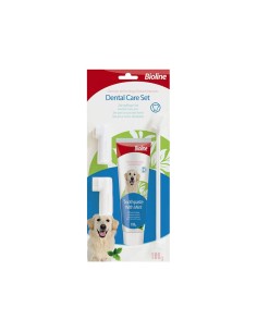 BIOLINE KIT DENTAR PASTA+PERIUTA AROMA MENTA PENTRU CAINI...