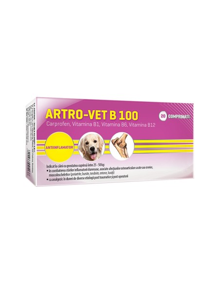 ANTIINFLAMATOR PENTRU CAINI ARTRO-VET B 100 10x10CP