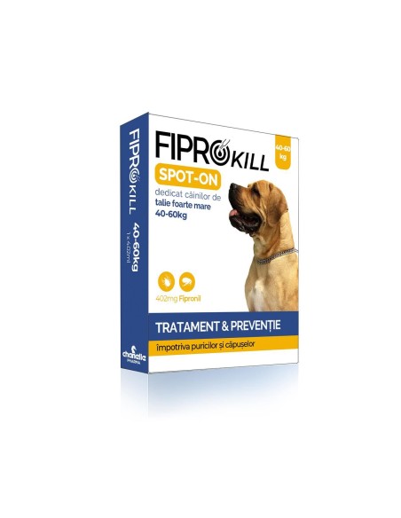 ANTIPARAZITAR EXTERN PENTRU CAINE 40-60 KG FIPROKILL DOG "XL" 402MG SPOT-ON 3PIP/CUT