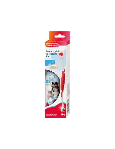 KIT DENTAR PASTA+PERIUTA PENTRU CAINI SI PISICI BEAPHAR 100G