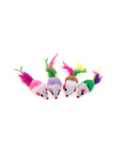 JUCARIE PENTRU PISICI SET 60 SOARECI DIN PLUS CU FULG 9CM