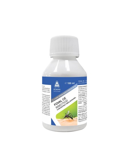 FOVAL CE INSECTICID PENTRU COMBATEREA TANTARILOR, MUSTELOR, PURICILOR SI CAPUSELOR 100ML