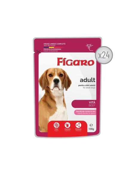 FIGARO HRANA UMEDA COMPLETA CU VITA PENTRU CAINI ADULTI - 24 PLICURI x 100G