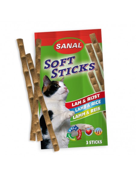 Recompense pentru pisici, Sanal Sticks Miel si Orez, 3 x 15 g