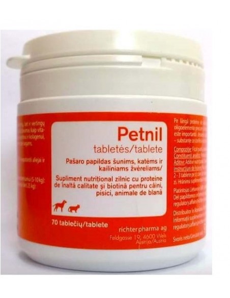 Supliment Nutritiv Blana, pentru Caini si Pisici Petnil, 70 tb