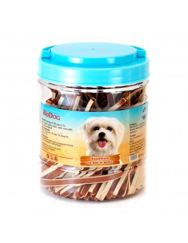 Biodog Recompense Sandwich cu Pui si Peste, 500 Gr