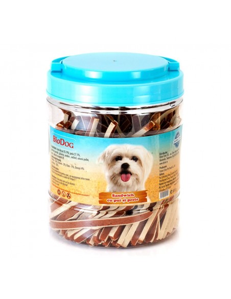 Biodog Recompense Sandwich cu Pui si Peste, 500 Gr