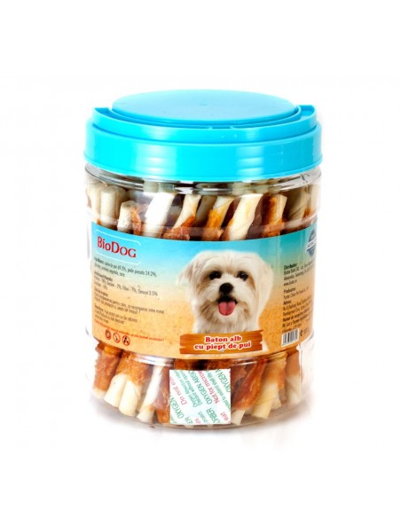 Biodog Recompense Baton Alb cu Piept Pui, 500 Gr